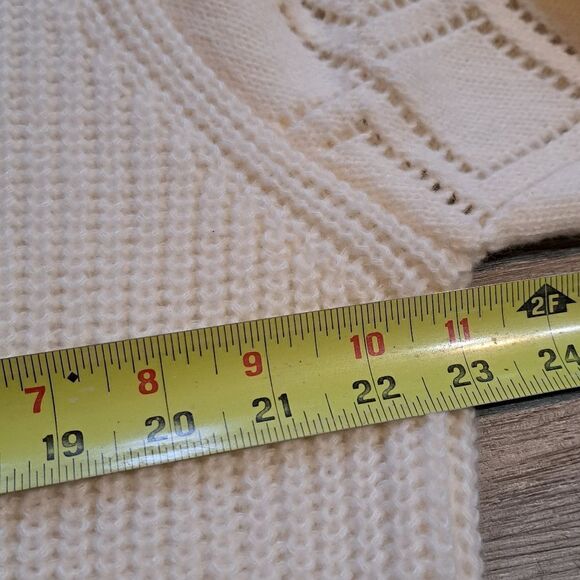 Noracoara Contrast Guipure Lace Drop Shoulder Sweater Biege Size XXL NWT - Picture 7 of 13